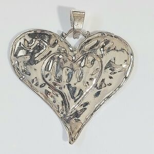 Large Silver Heart Necklace Pendant